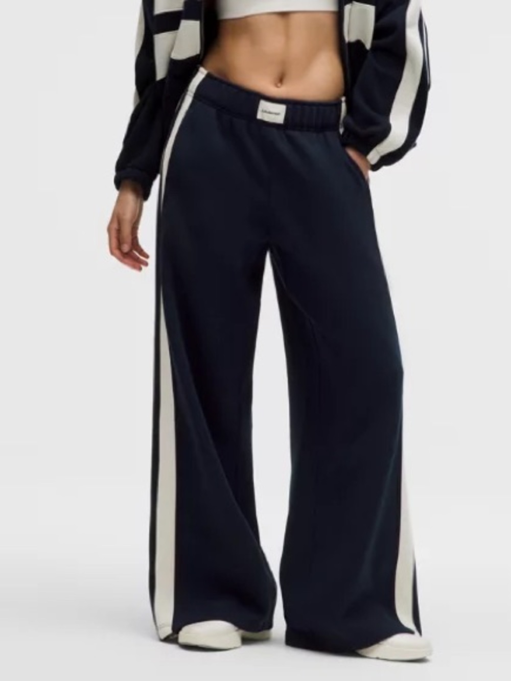 Lululemon Steady State Oversized Track Pants Sweatpants Stripe Navy Wide Leg